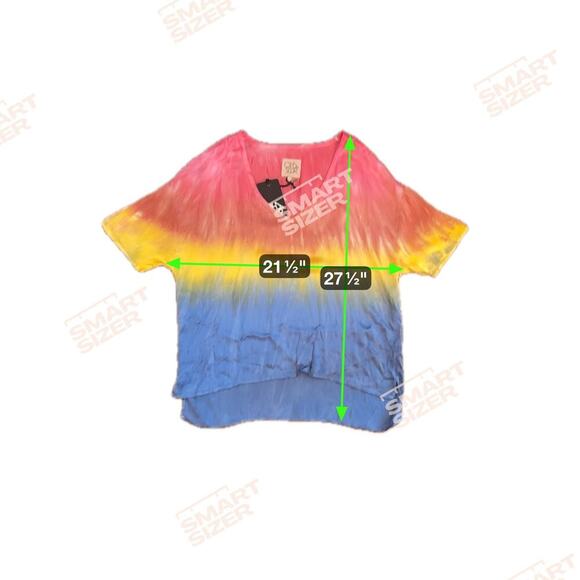 New CHASER Silky Satin Short Sleeve V-Neck Boxy Tee Prism Dye Rainbow Sz S - Picture 11 of 11